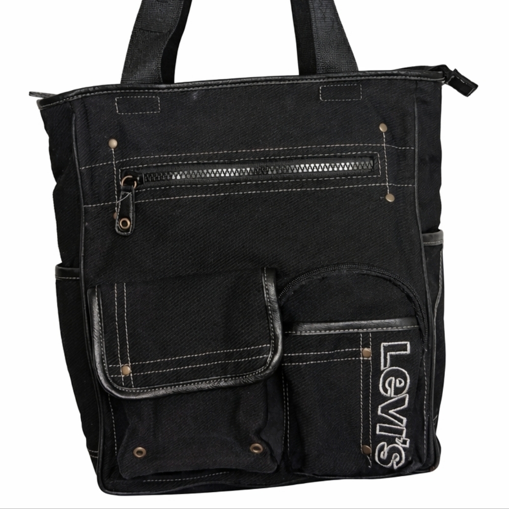 Levi’s Black Utility Tote Bag Cargo Pocket Canvas